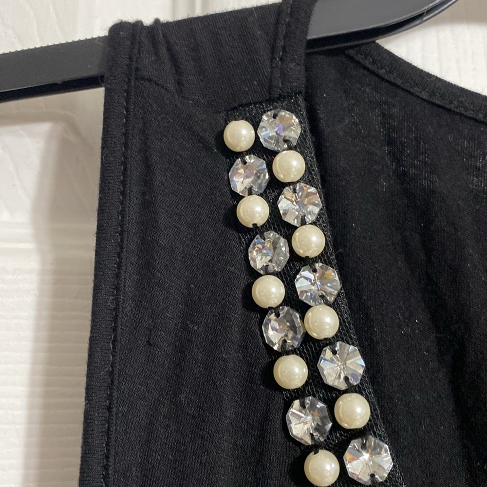 Pretty NWT Dress barn black knit jeweled neck top shirt blouse size LARGE - Picture 5 of 11
